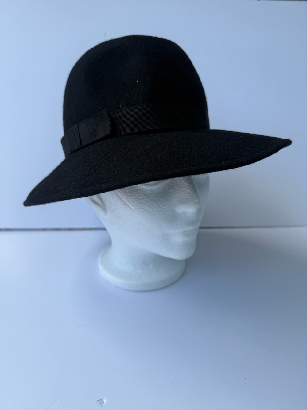 Black 100% Wool Vintage Bucket Hat Women’s Bow Accent Dress Lancaster Made In US